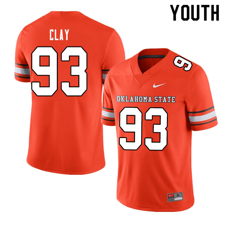 Youth #93 Collin Clay Oklahoma State Cowboys College Football Jerseys Sale-Alternate Orange - Click Image to Close